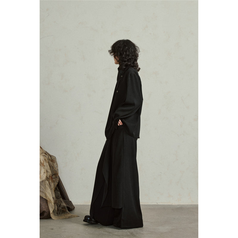 Black Asymmetric Layered Pants