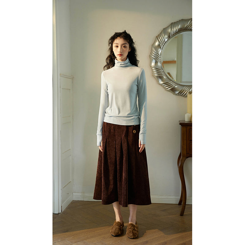 Dark Brown Corduroy Skirt