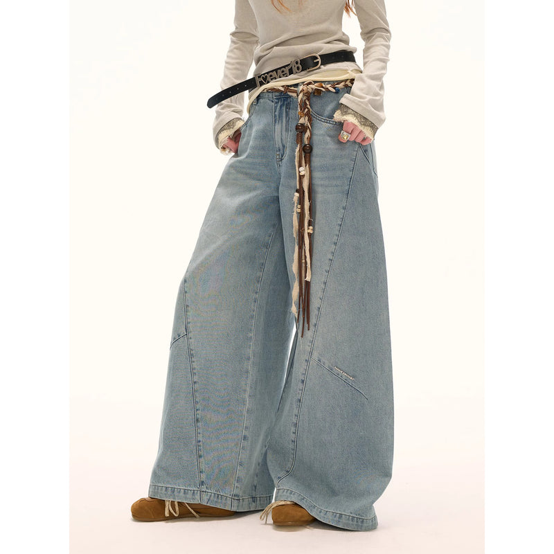 Vintage Wash Wide Straight Denim