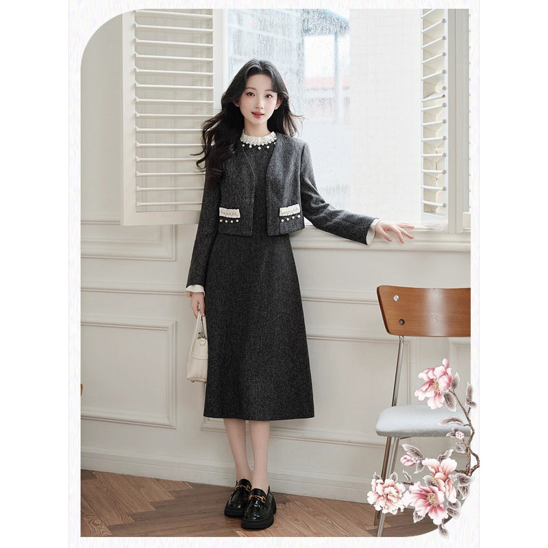 Parisian Gray Short Jacket and Dress