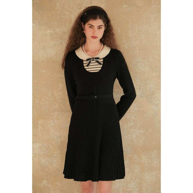 Black Knitted One Piece Dress