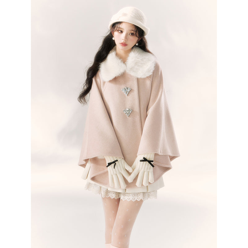 Innocent Girl Ribbon Fur Cloak