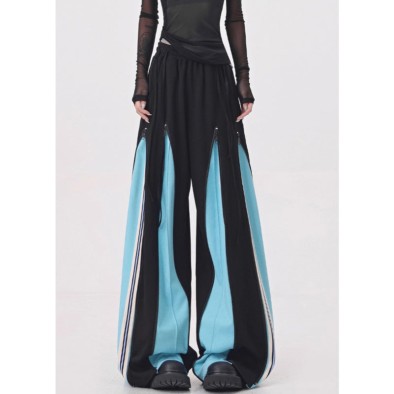 Light Blue Switching Wide Track Pants