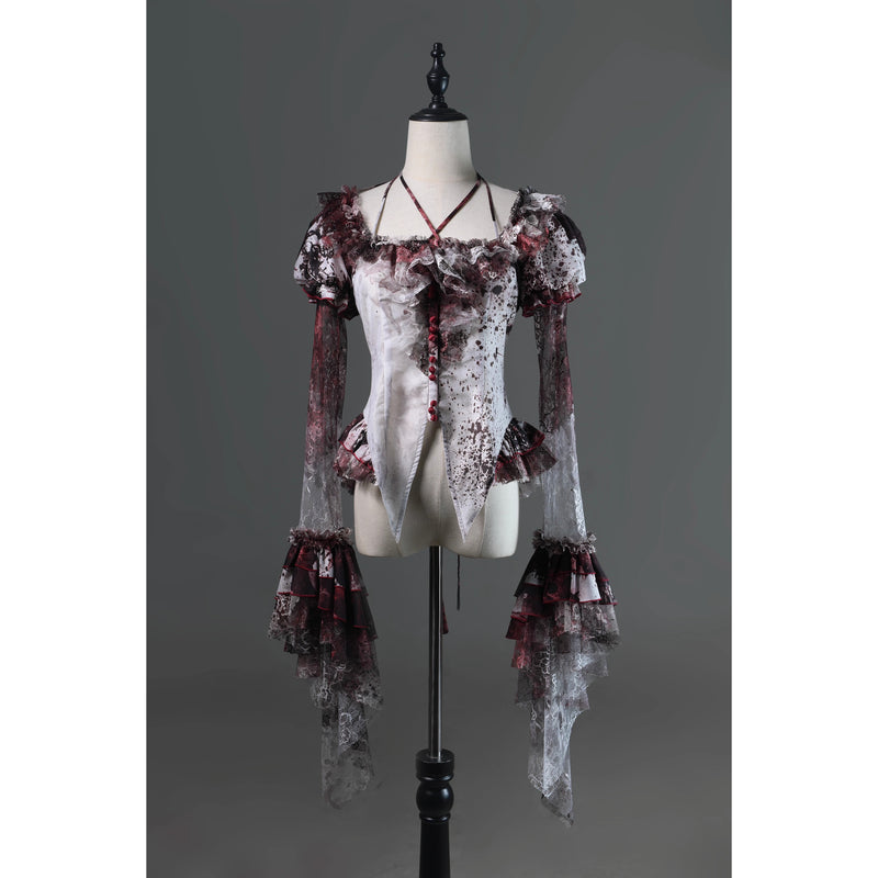 血塗れのお嬢様のゴシックブラウス - Dark Red[2026年2月下旬-3月下旬発送予定]