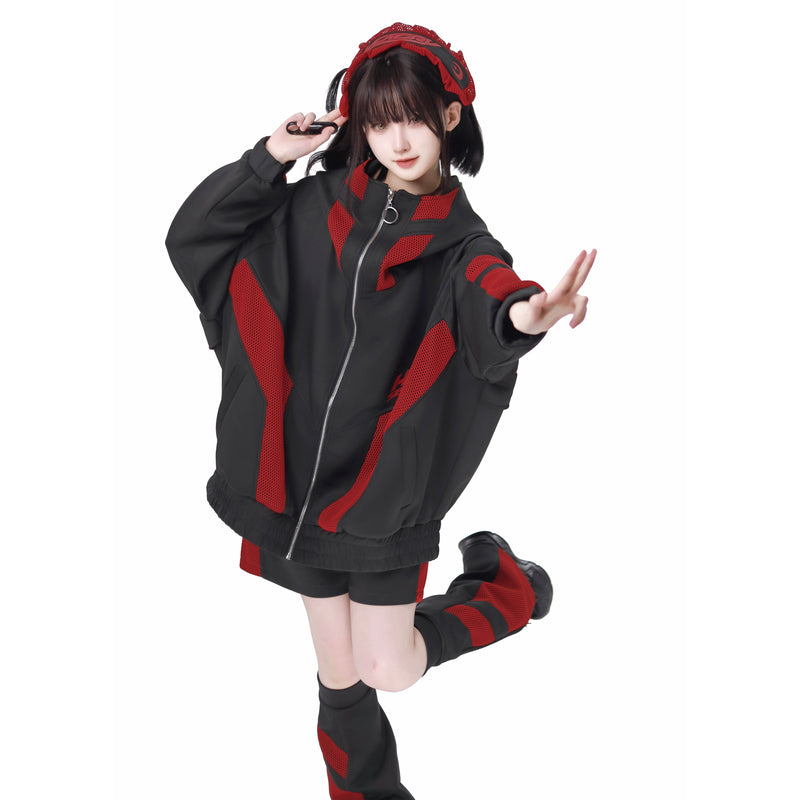 Ground Mine Girl Big Hoodie and Half Pants - Virtual Era