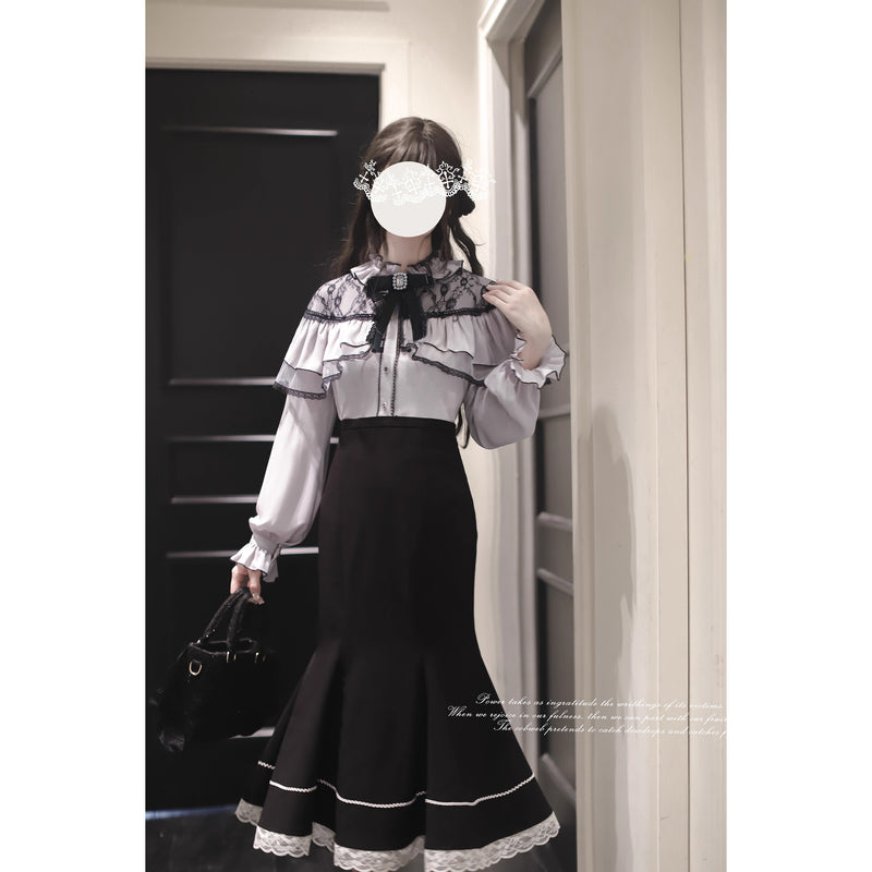 夜会の令嬢のケープトップスとマーメイドスカート