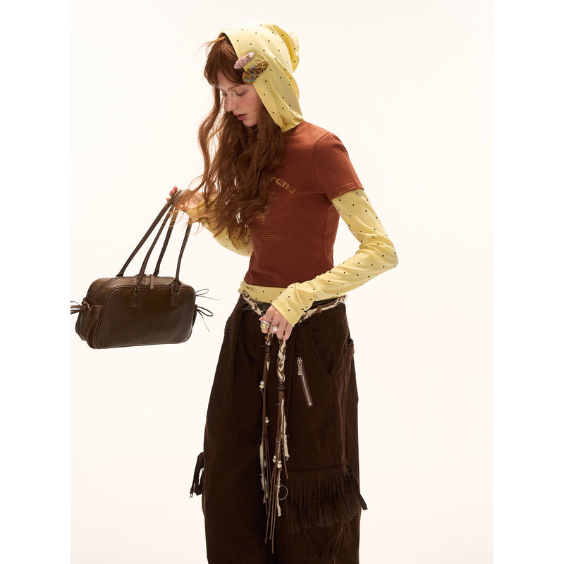 Polka Dot Docking Hooded Top