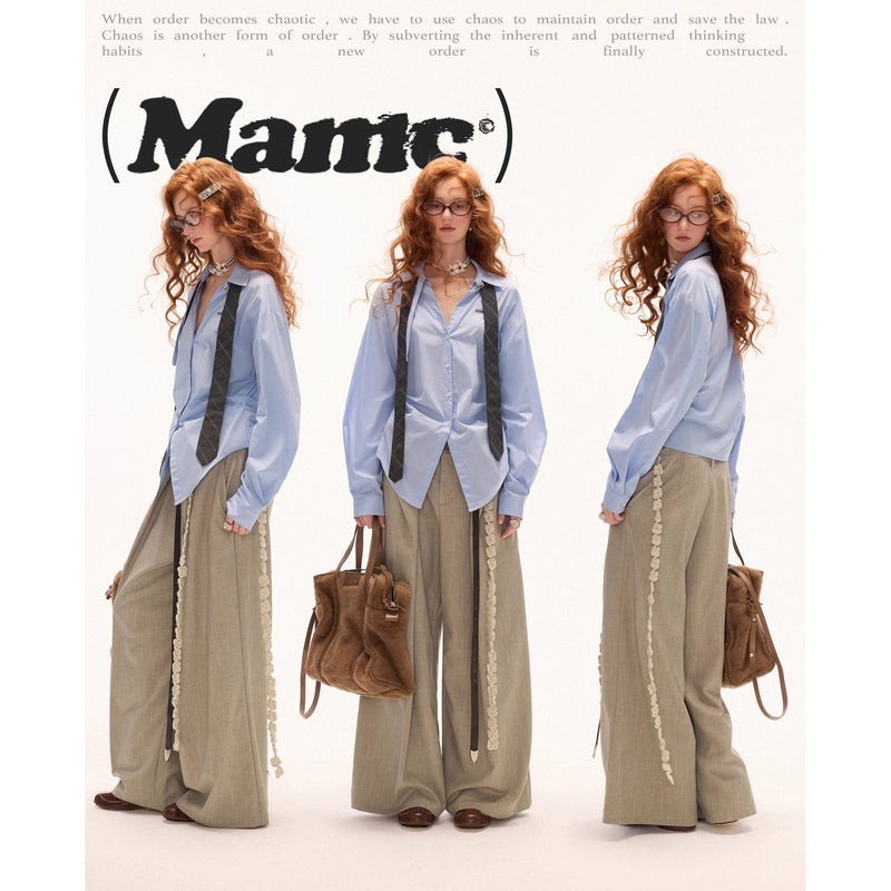 Light Blue Gathered Waist Shirt