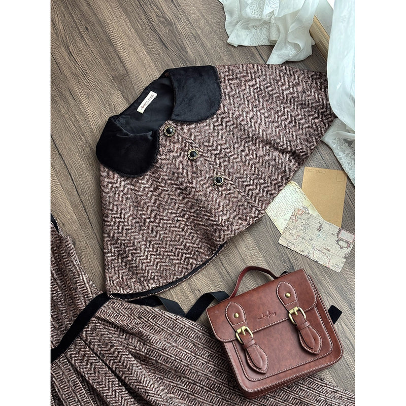 伯爵令嬢のジャンパースカートとケープ - Brown[2026年2月上旬-3月下旬発送予定]