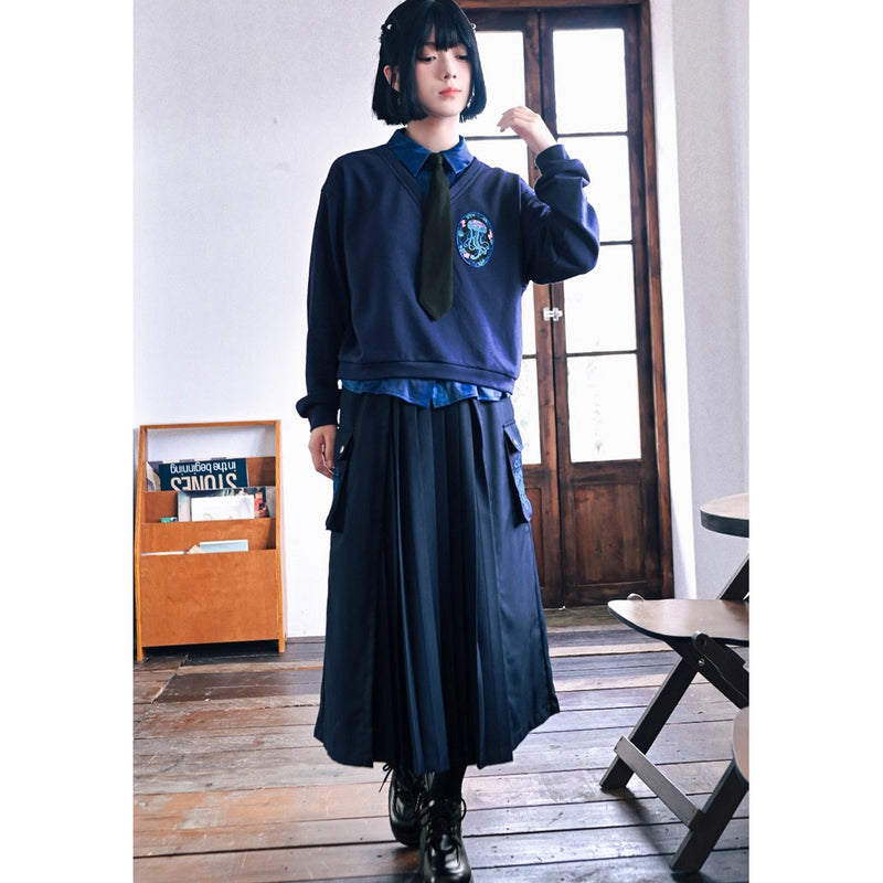 海月の刺繍ドッキングトップス