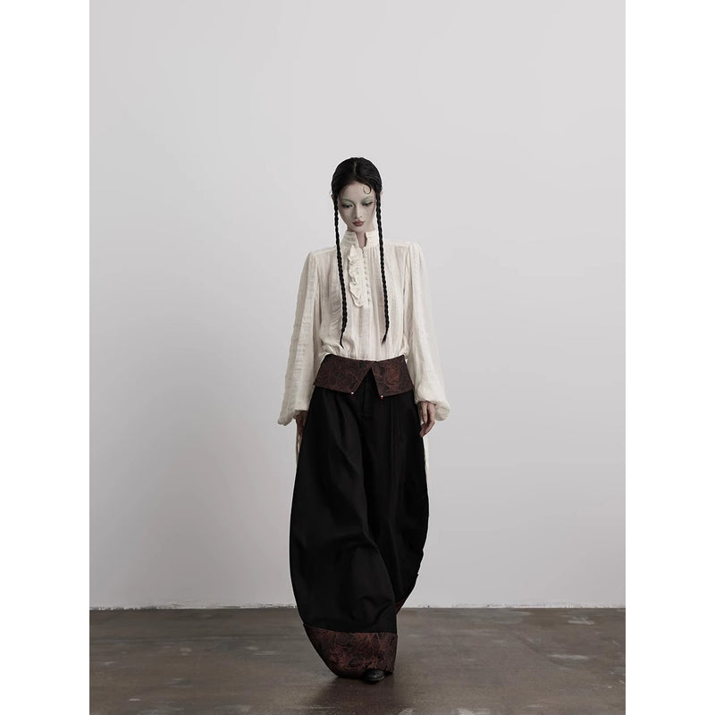 Dark Embossed Wide Pants