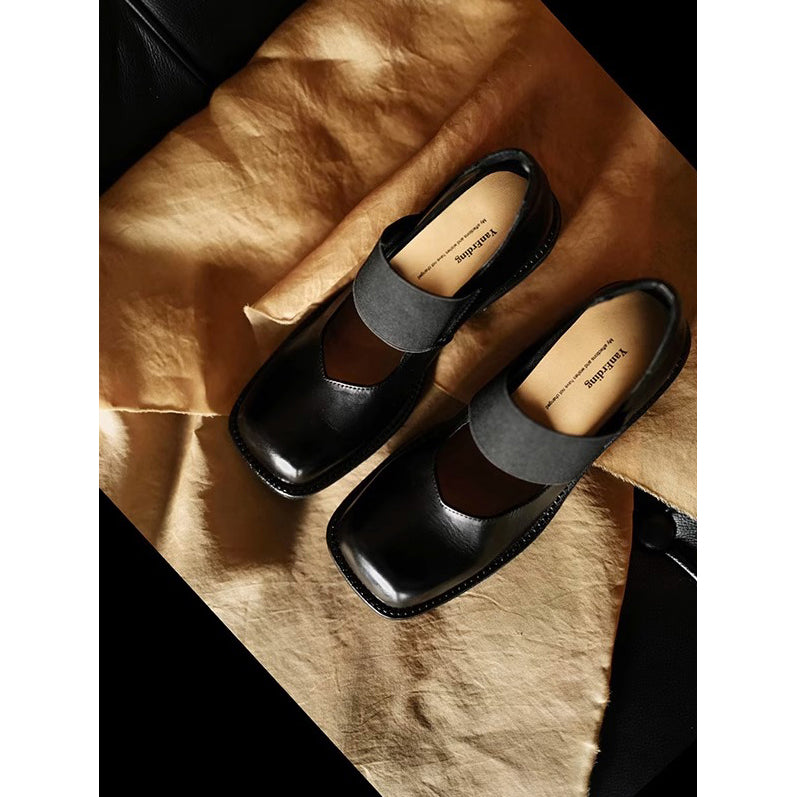 Black Square Toe Mary Jane Shoes