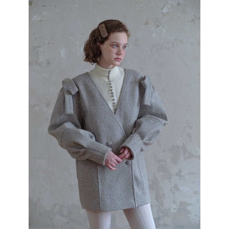 Gray Double Breasted Wool Coat