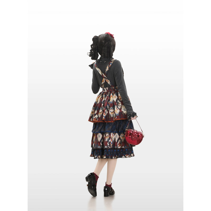 Afternoon Tea Time Cat Tiered Strap Skirt[2026年1月上旬-1月下旬発送予定]