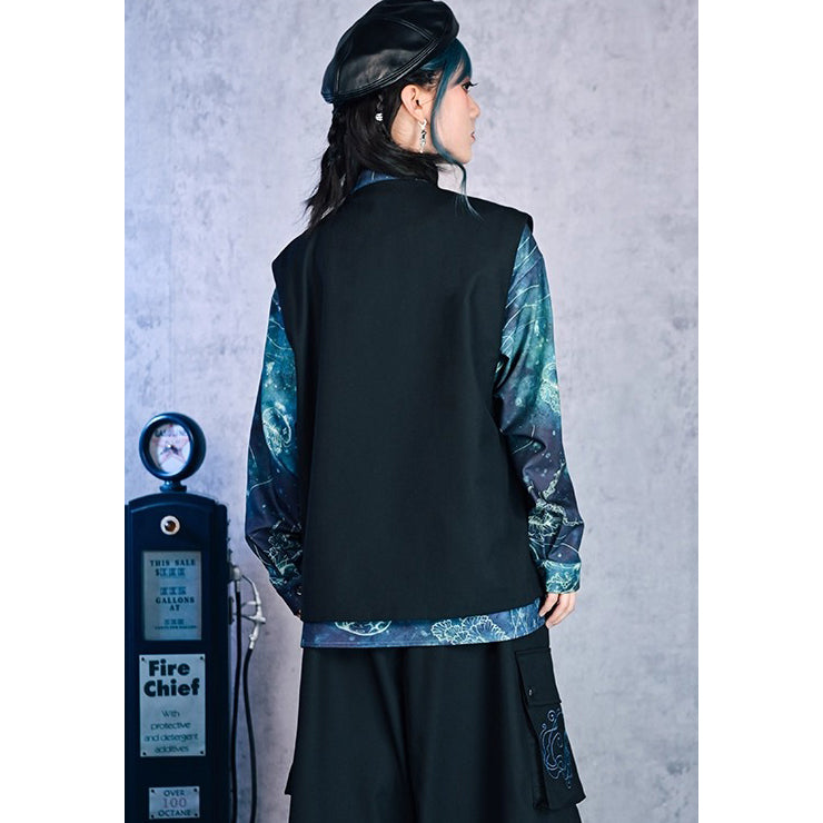 海月の刺繍アシンメトリーベスト