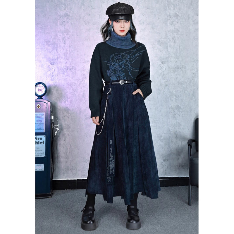 海月の刺繍リボンパネルスカート