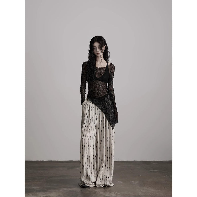 Openwork Black Lace Top