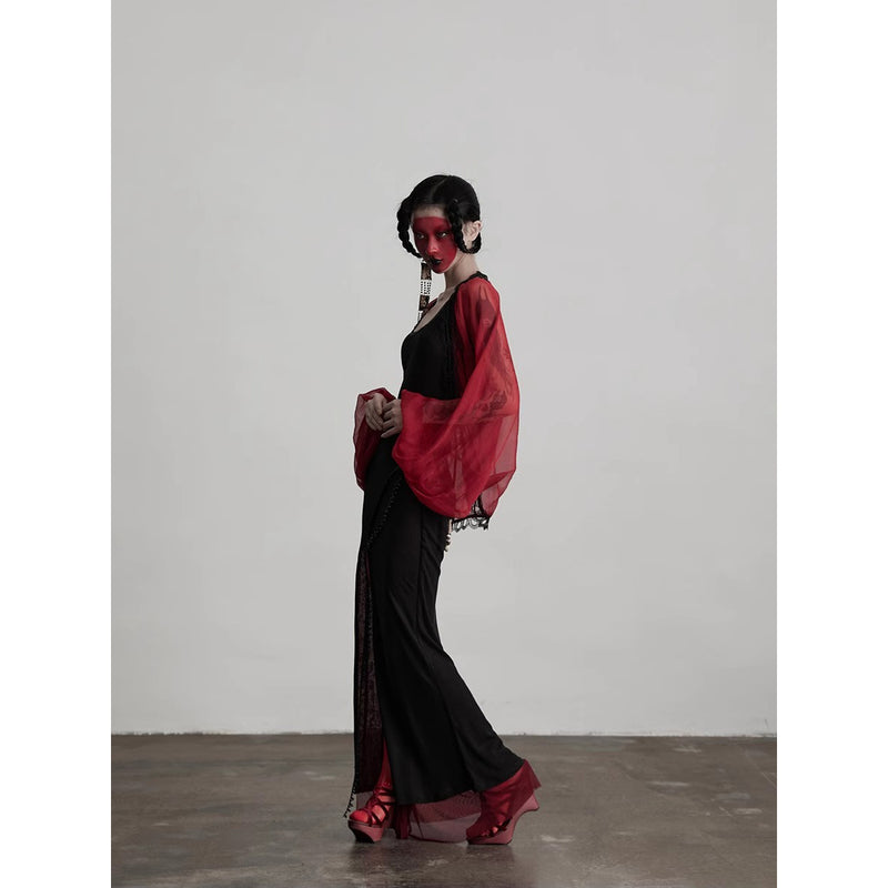 Bright Red Silk Fairy Shawl