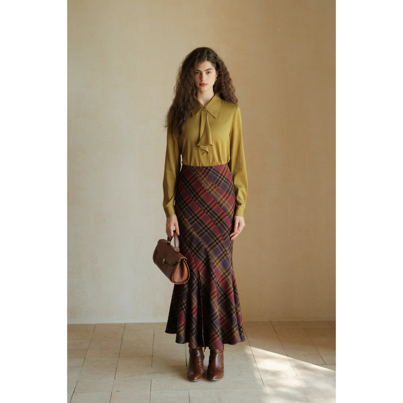 British Plaid Wool Mermaid Skirt