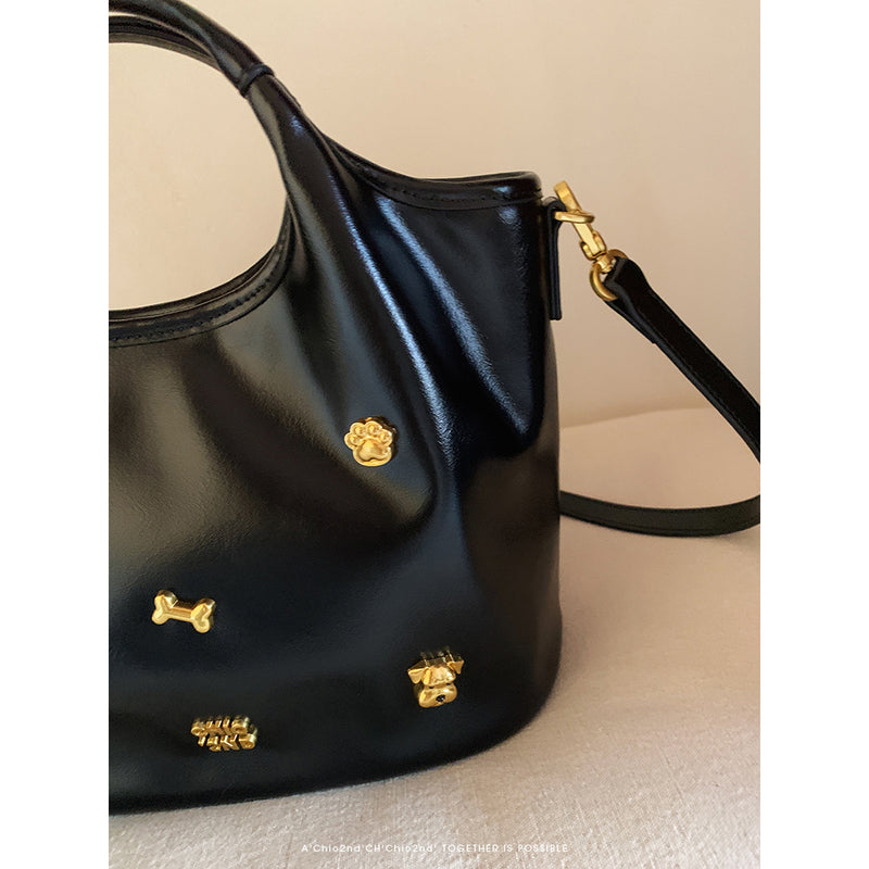 Golden Dog Leather Hand Shoulder Bag