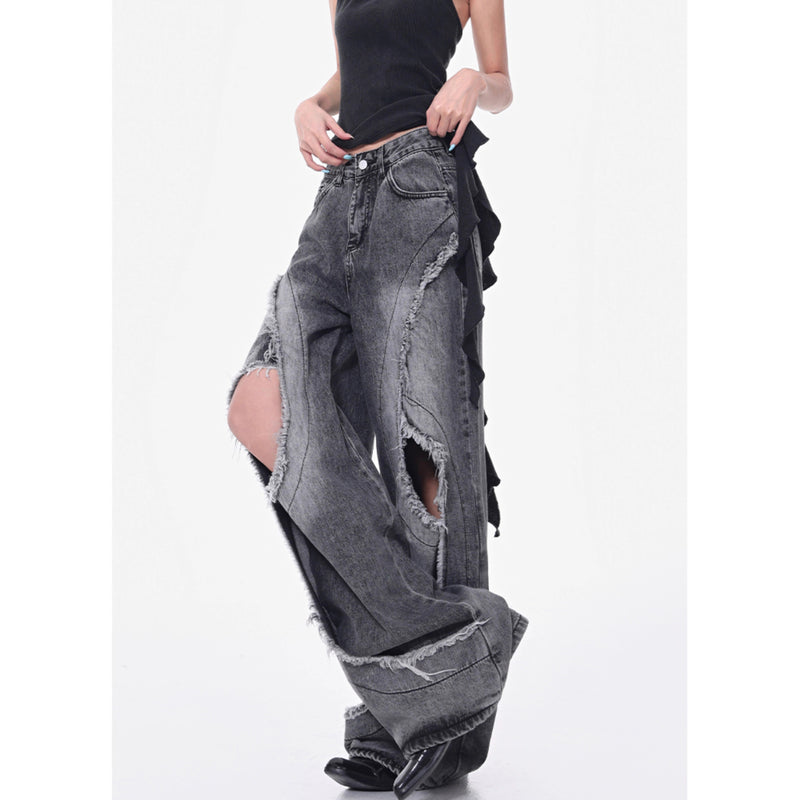 Distressed Wide Denim Pants