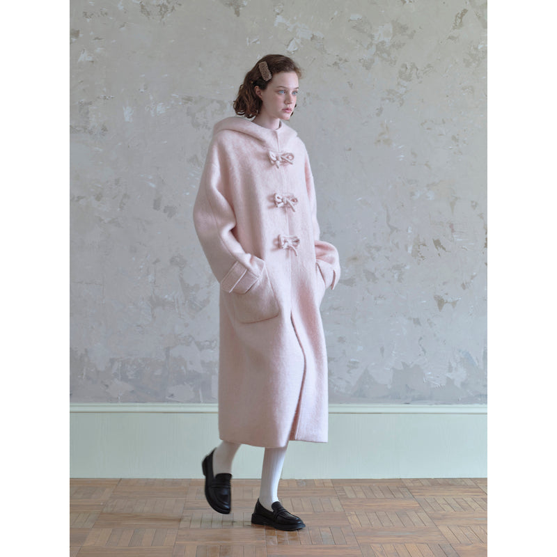 Long Wool Coat in Cherry Blossom Pink