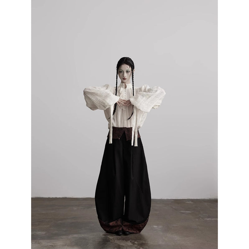 Royal Jacquard Ribbon Blouse