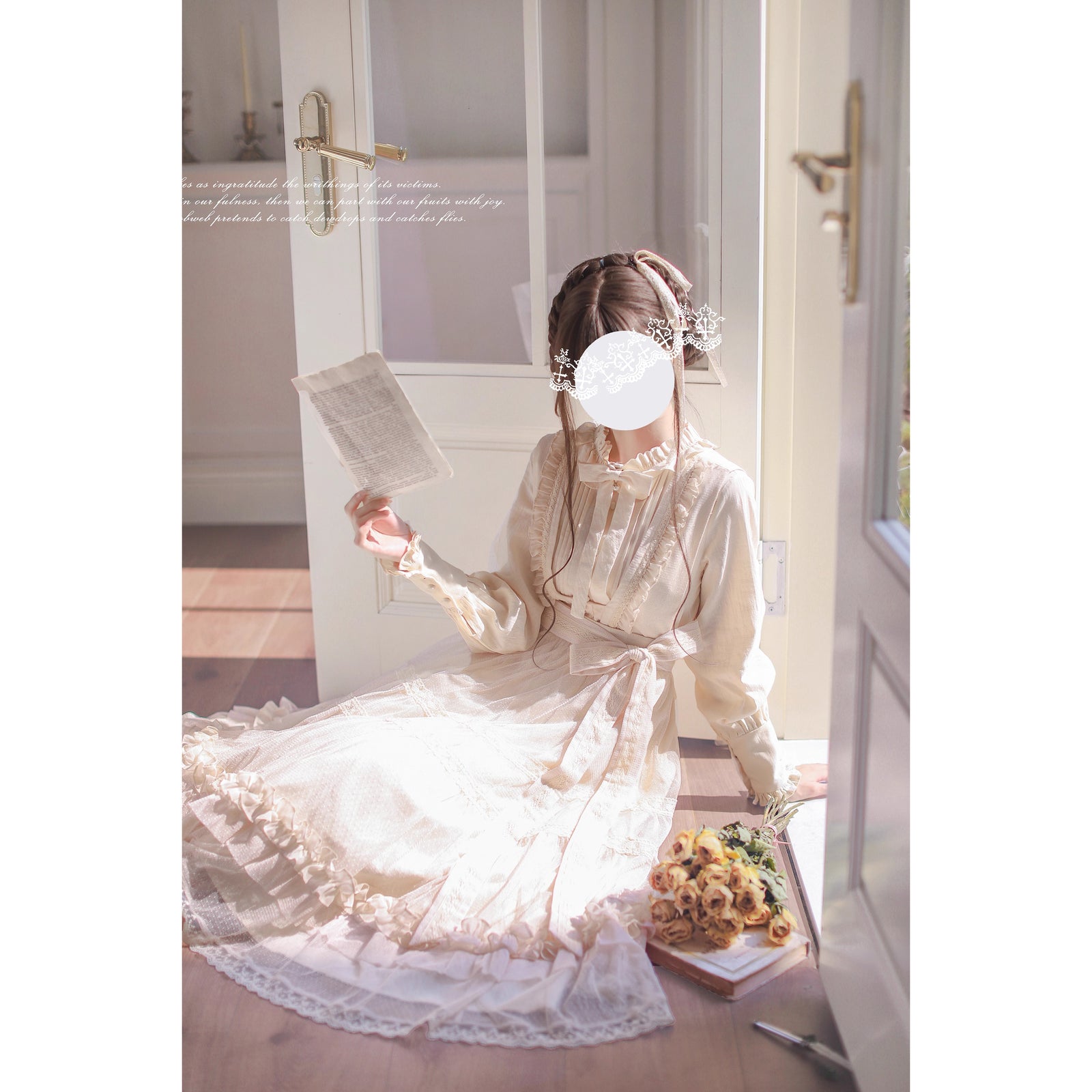 奏鳴曲を奏でる刺繍ジャンパースカートとフリルリボンブラウス 奏鳴曲を奏でる刺繍ジャンパースカートとフリルリボンブラウス