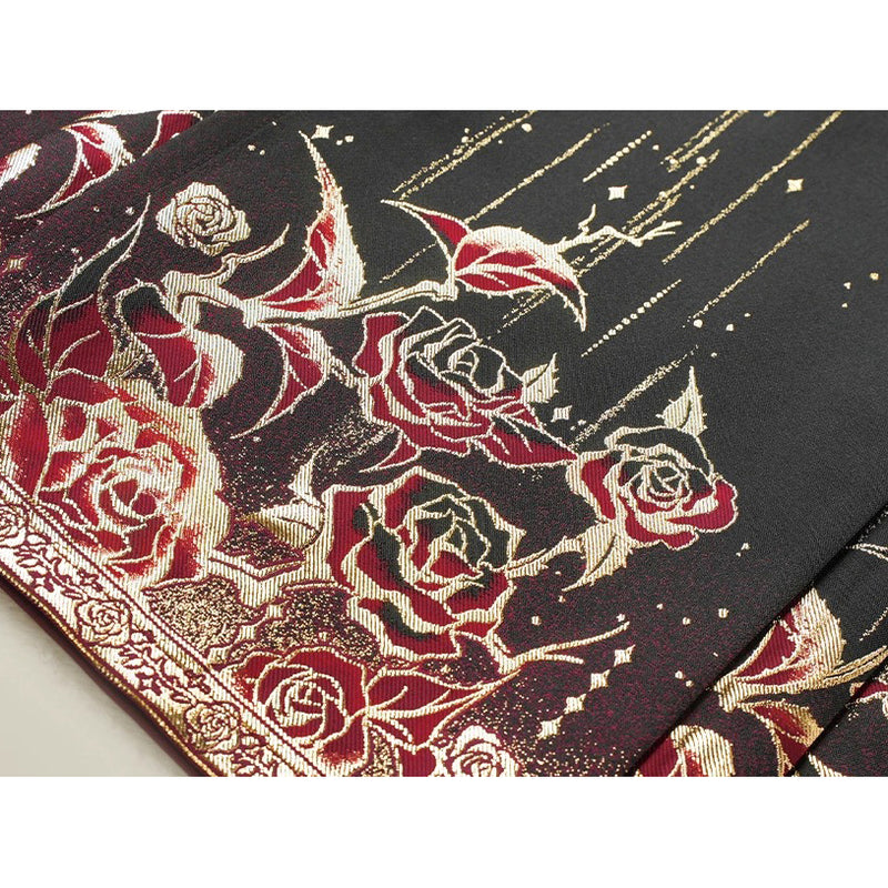 金糸の薔薇柄プリーツスカート