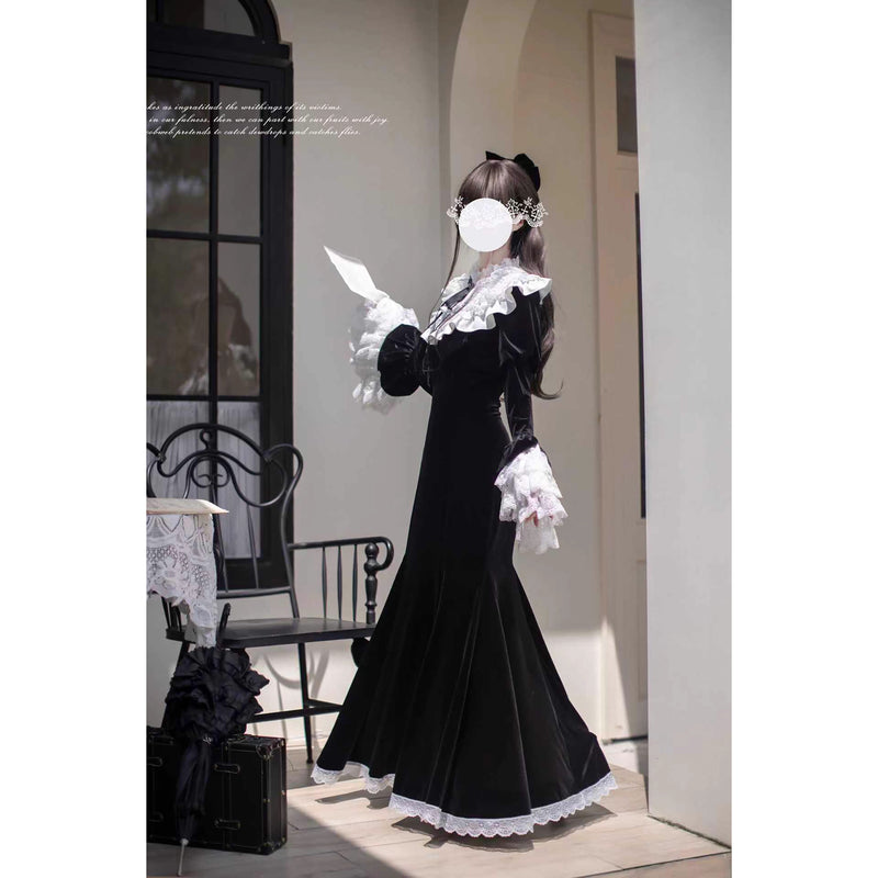 伯爵令嬢のベルベットマーメイドワンピース