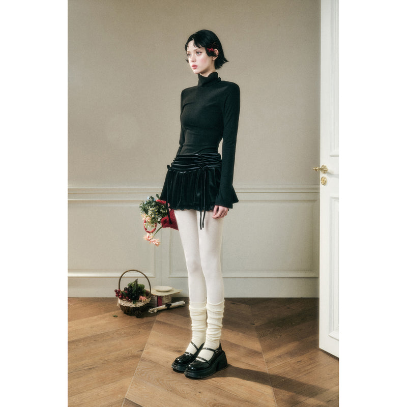 Romantic Velvet Pleated Skirt Pants