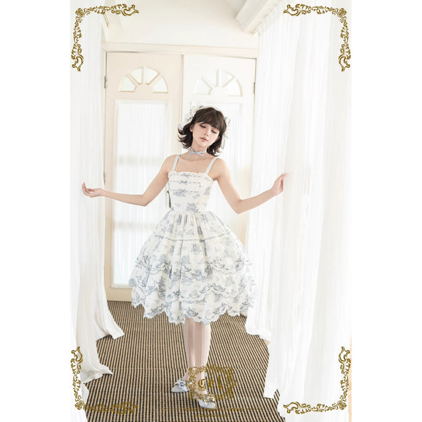 西洋更紗の刺繍ジャンパースカート ver2[2025年9月中旬-11月中旬発送予定]