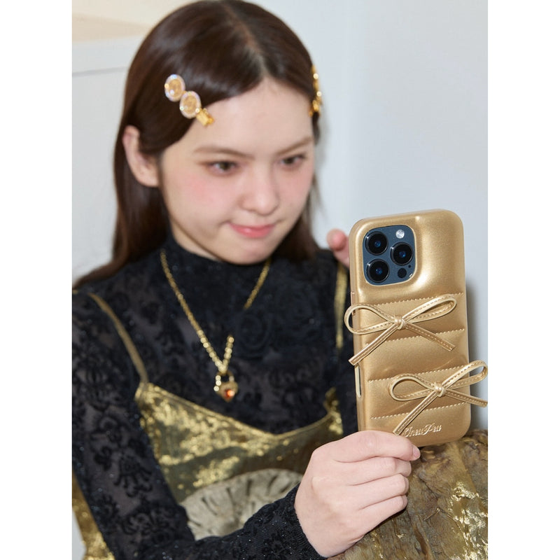 Girly Ribbon iPhone Case - Gold