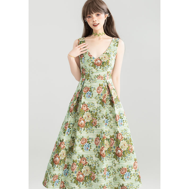 薔薇の花の油彩画ジャンパースカート