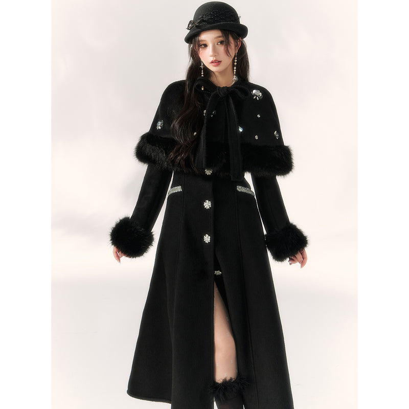 Elegant Embroidered Classical Cape Coat