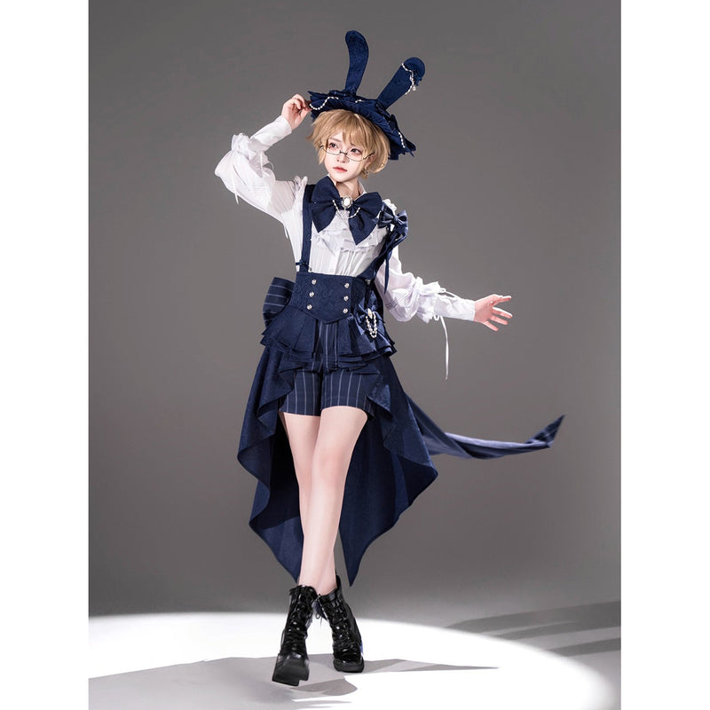 紺青騎士のジャガードコルセットとブラウスとハーフパンツとバックリボンとリボンブローチと帽子[2025年11月上旬-11月下旬発送予定]