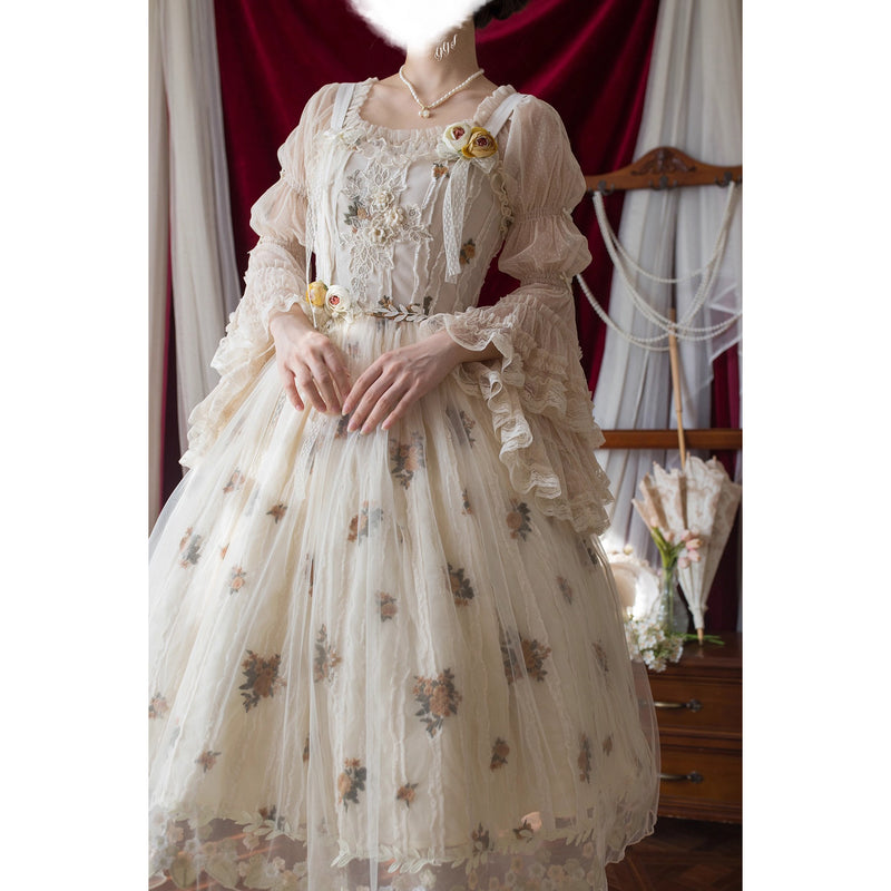 野原の花の刺繍ジャンパースカート[2025年9月中旬-10月中旬発送予定]