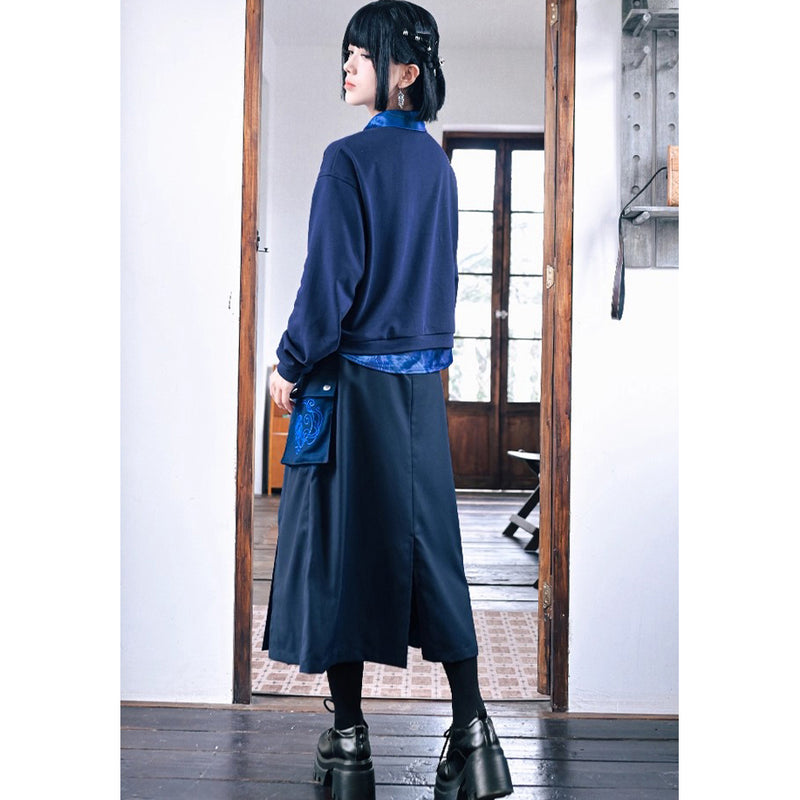 海月の刺繍ドッキングトップス