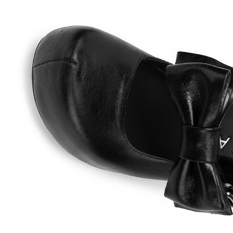 Comic Girl Round Toe Heel Shoes - Black