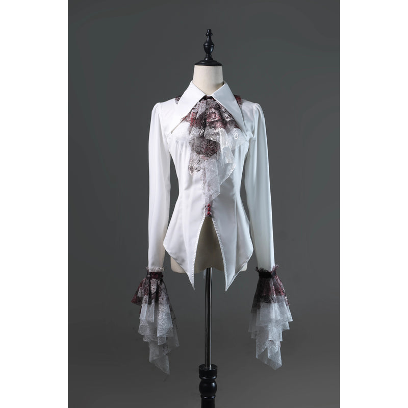 血塗れのお嬢様のレースアップブラウス - Dark Red[2026年2月下旬-3月下旬発送予定]