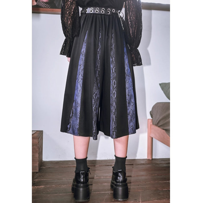 藍紫の蛇鱗クロップドパンツ