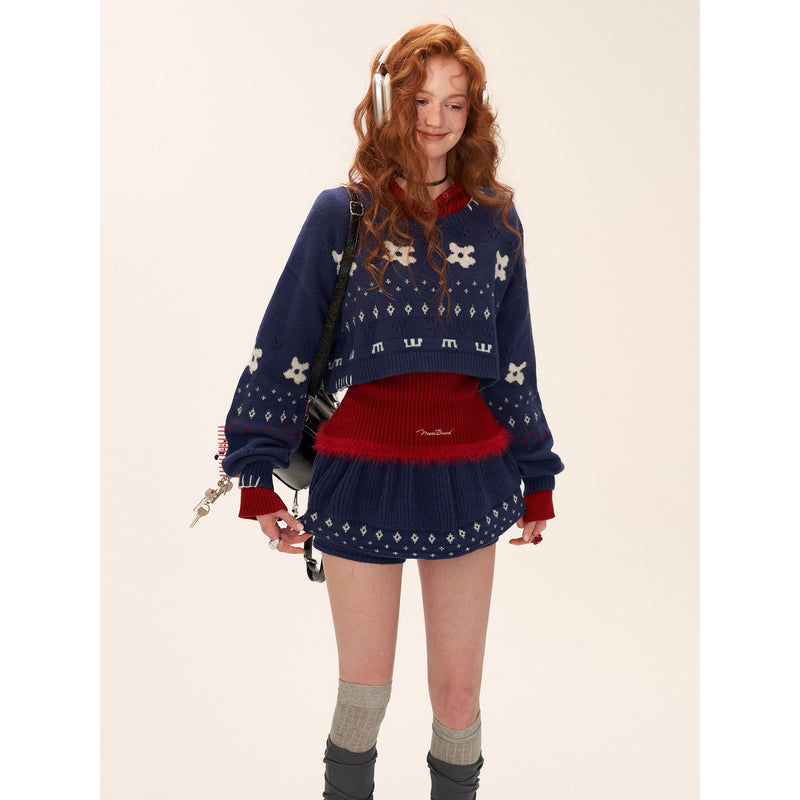 Star and Floral Knit Sweater and Shorts