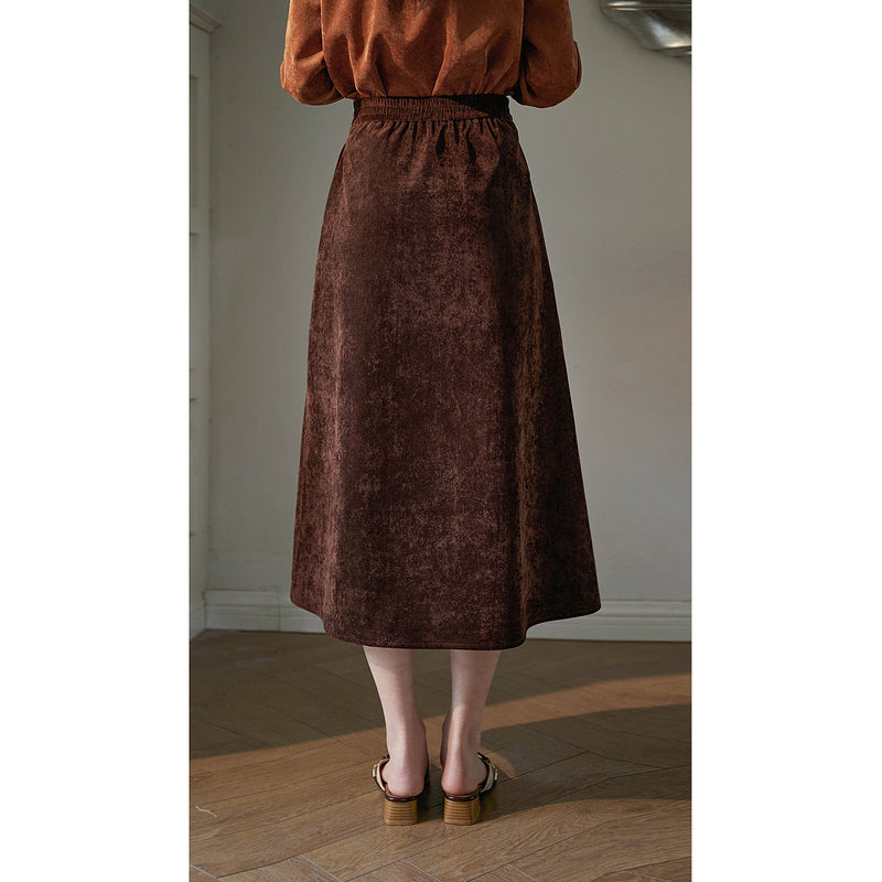 Dark Brown Corduroy Skirt