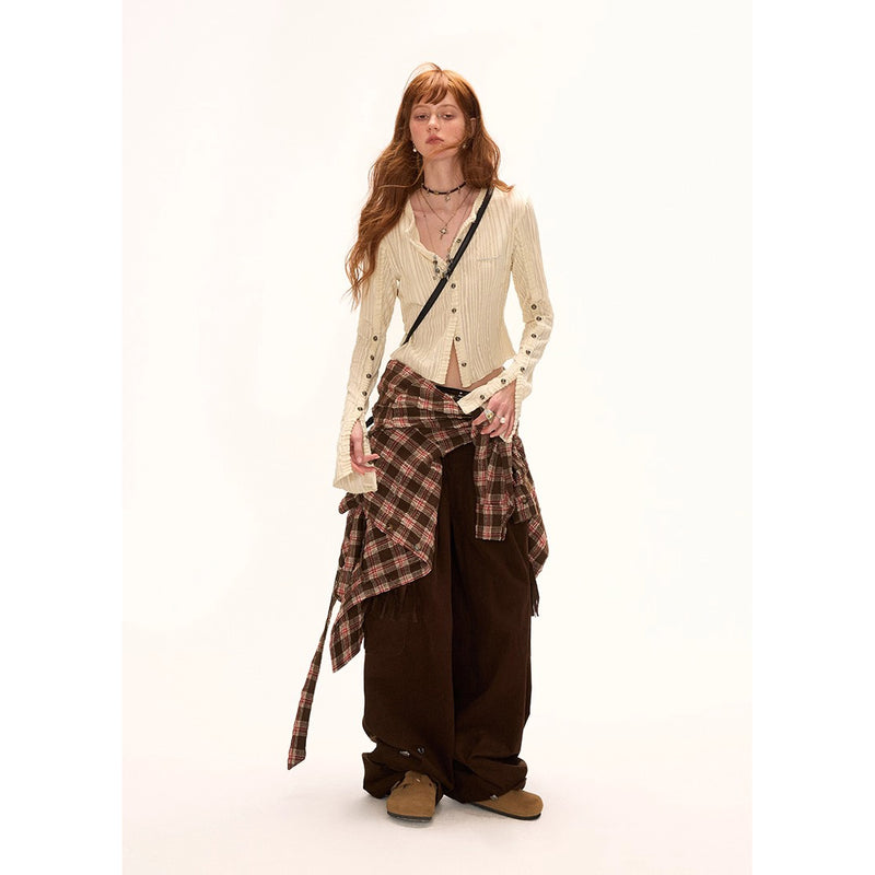 Striped Multi Button Knit Cardigan