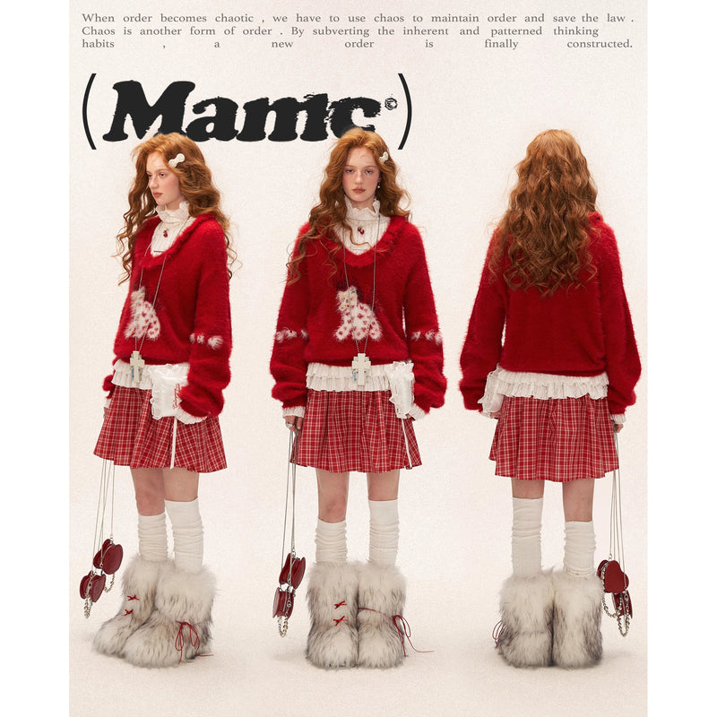 Heart Pony Dollar Collar Knit Sweater