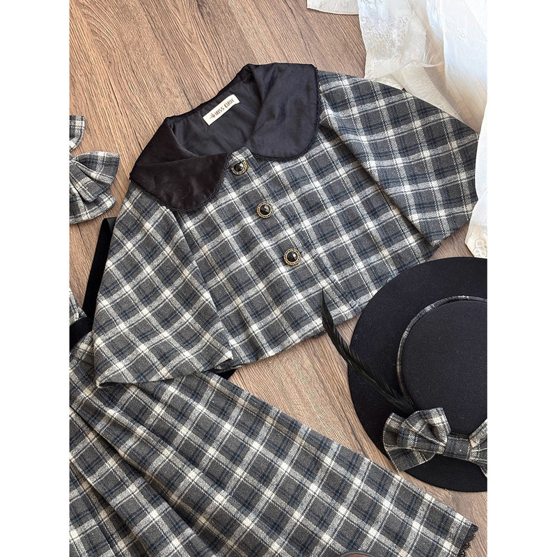 伯爵令嬢のジャンパースカートとケープ - Black Check[2026年2月上旬-3月下旬発送予定]