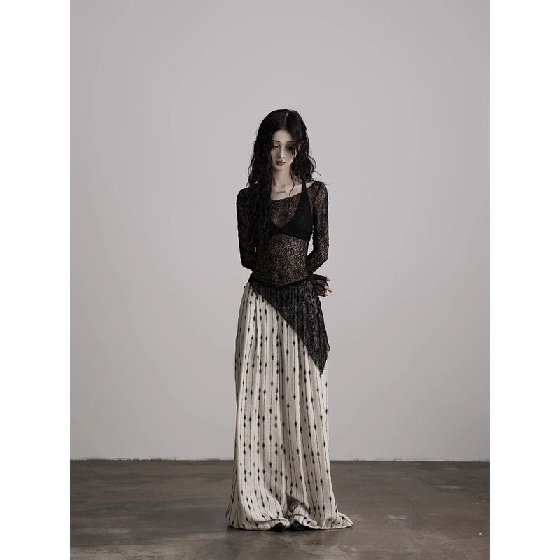 Openwork Black Lace Top
