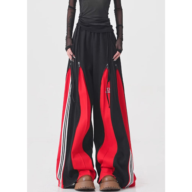 Red Switching Wide Track Pants