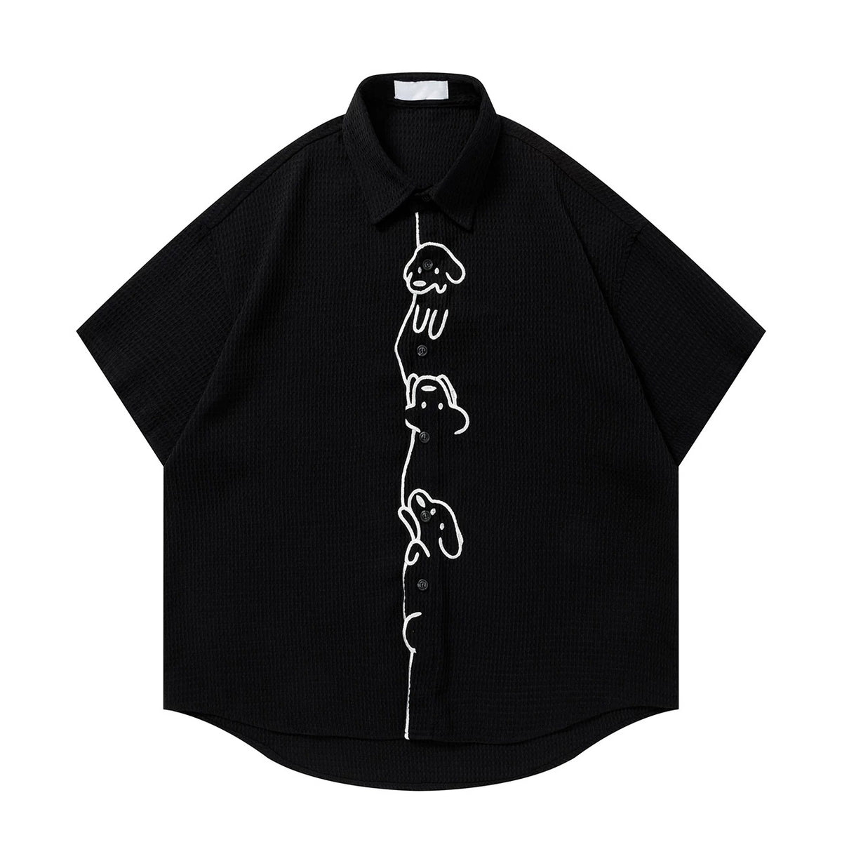 子犬の刺繍シャツ - Black – ManusMachina