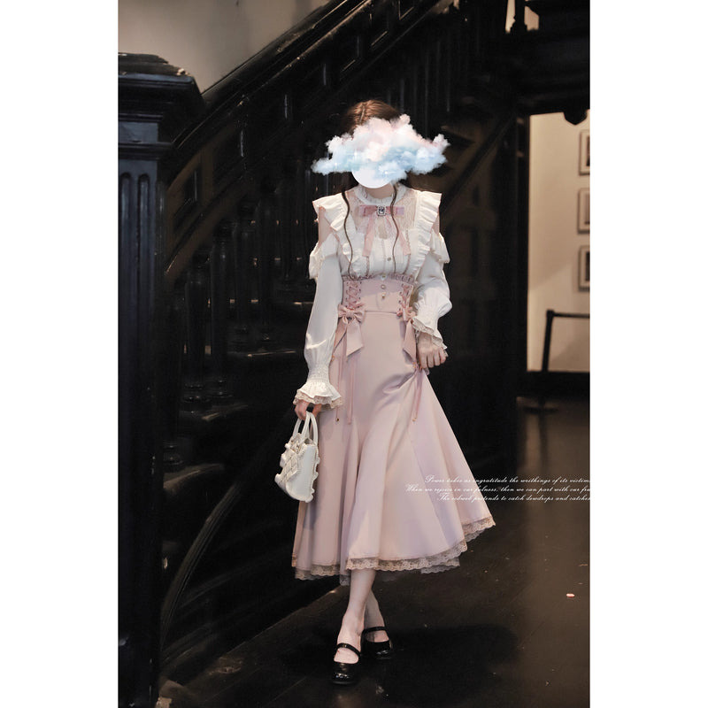 桜色の令嬢のフリルトップスとコルセットスカート – ManusMachina